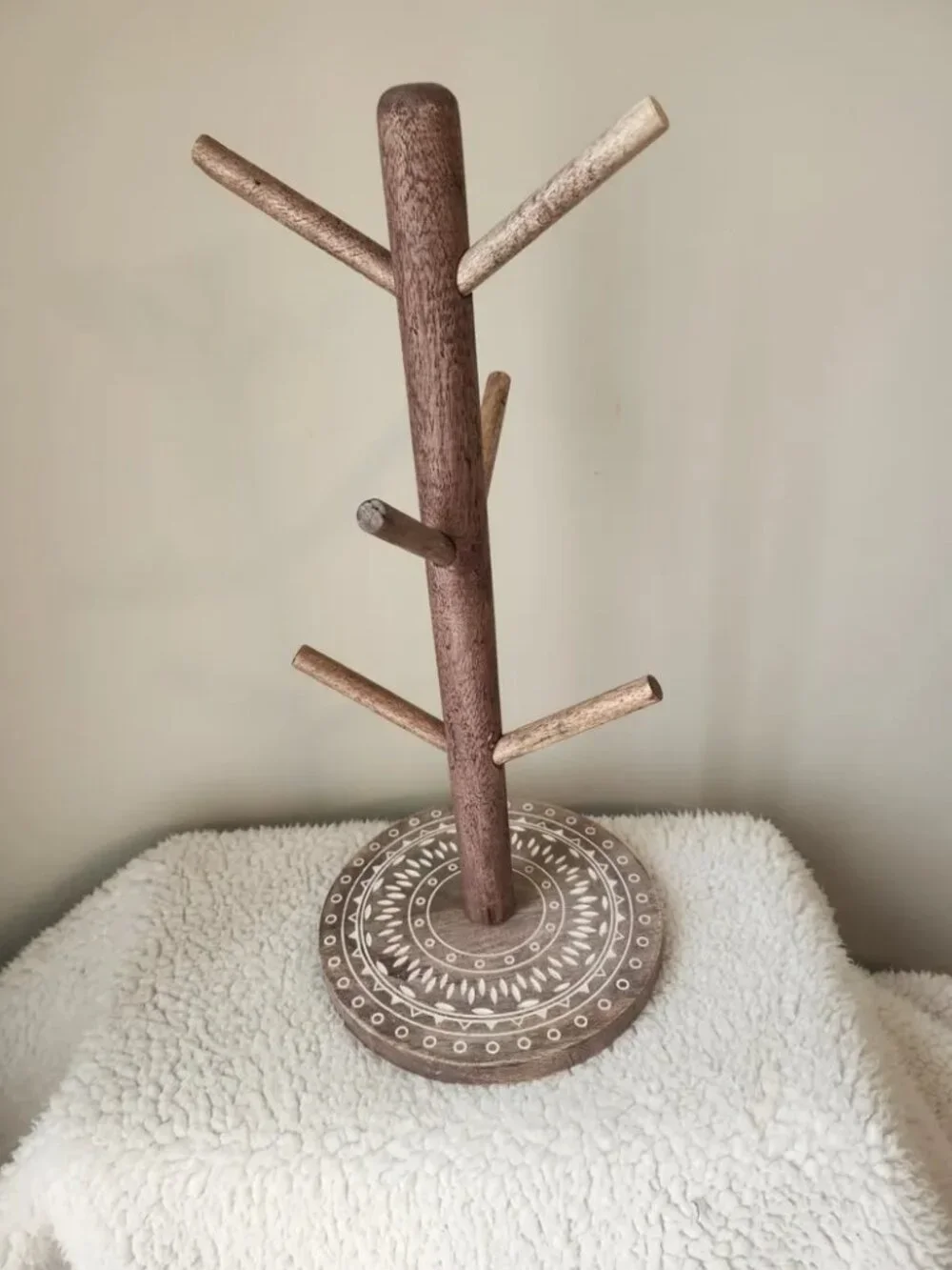Coffee Mug Tree Stand Wood 16